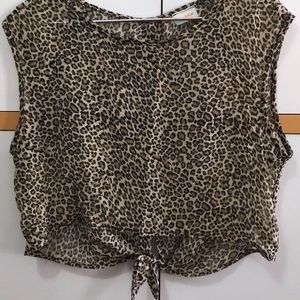 Leopard print sheer crop top
